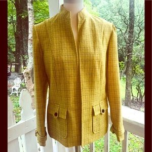 Perceptions Yellow Faux Tweed Blazer 10 FREE SHIP